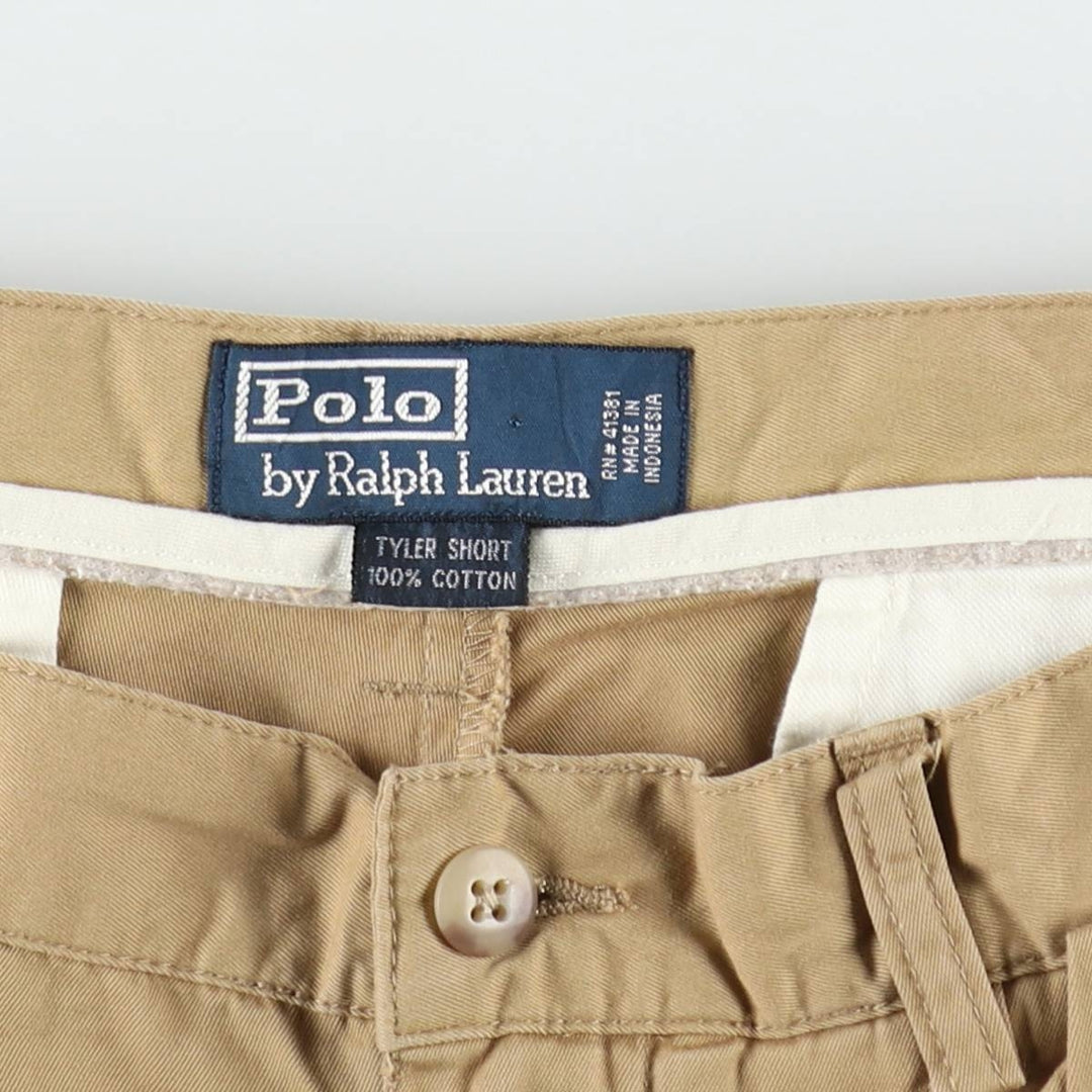 Ralph Lauren POLO by Ralph Lauren TYLER SHORT Two-Pleat Chino Shorts, Men's Size W32 (approx.) cotton Beige type Vintage Second Hand