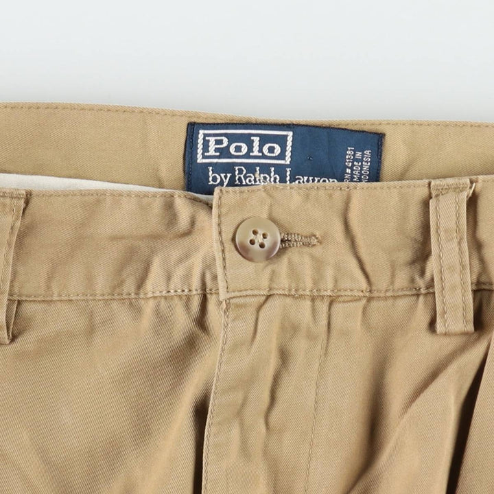 Ralph Lauren POLO by Ralph Lauren TYLER SHORT Two-Pleat Chino Shorts, Men's Size W32 (approx.) cotton Beige type Vintage Second Hand
