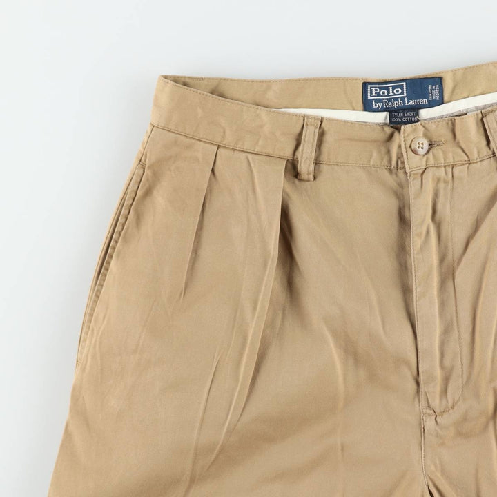 Ralph Lauren POLO by Ralph Lauren TYLER SHORT Two-Pleat Chino Shorts, Men's Size W32 (approx.) cotton Beige type Vintage Second Hand