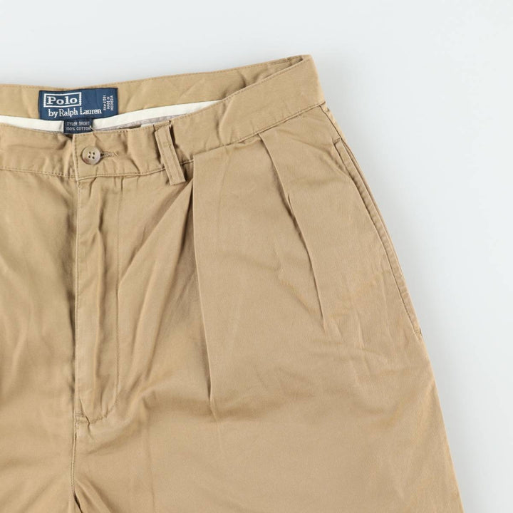 Ralph Lauren POLO by Ralph Lauren TYLER SHORT Two-Pleat Chino Shorts, Men's Size W32 (approx.) cotton Beige type Vintage Second Hand