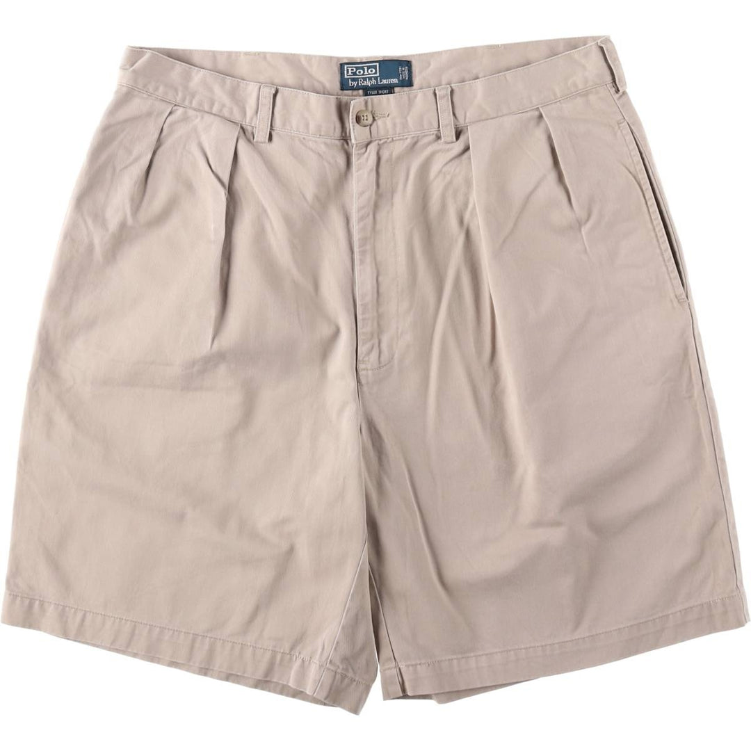 Ralph Lauren POLO by Ralph Lauren TYLER SHORT Two-Pleat Chino Shorts, Men's Size W35 (approx.) cotton Beige type Vintage Second Hand