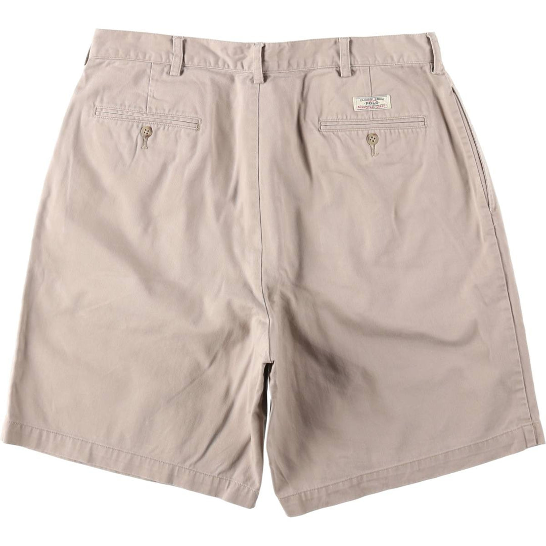 Ralph Lauren POLO by Ralph Lauren TYLER SHORT Two-Pleat Chino Shorts, Men's Size W35 (approx.) cotton Beige type Vintage Second Hand
