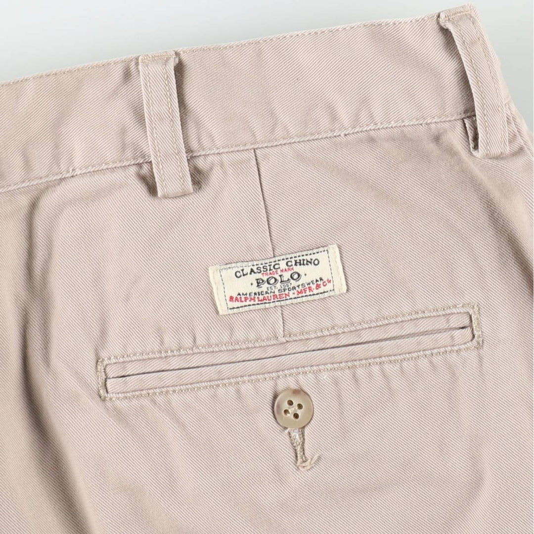 Ralph Lauren POLO by Ralph Lauren TYLER SHORT Two-Pleat Chino Shorts, Men's Size W35 (approx.) cotton Beige type Vintage Second Hand