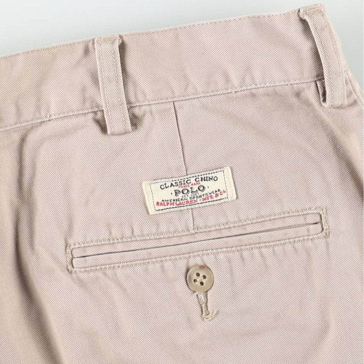 Ralph Lauren POLO by Ralph Lauren TYLER SHORT Two-Pleat Chino Shorts, Men's Size W35 (approx.) cotton Beige type Vintage Second Hand