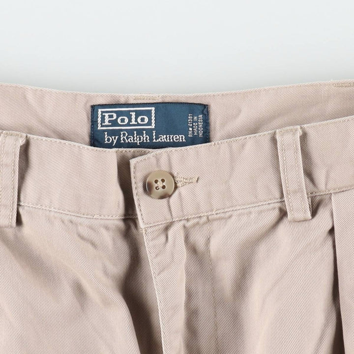 Ralph Lauren POLO by Ralph Lauren TYLER SHORT Two-Pleat Chino Shorts, Men's Size W35 (approx.) cotton Beige type Vintage Second Hand