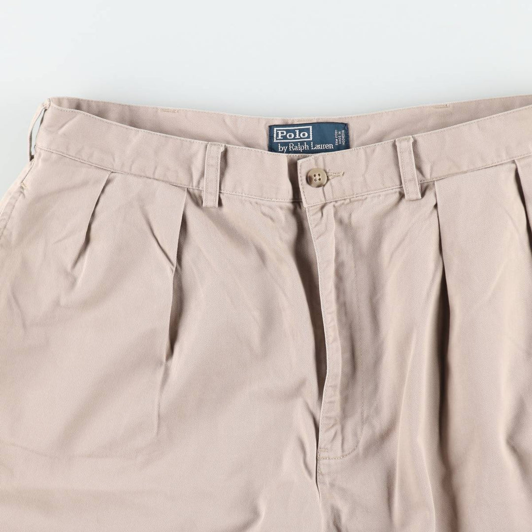 Ralph Lauren POLO by Ralph Lauren TYLER SHORT Two-Pleat Chino Shorts, Men's Size W35 (approx.) cotton Beige type Vintage Second Hand