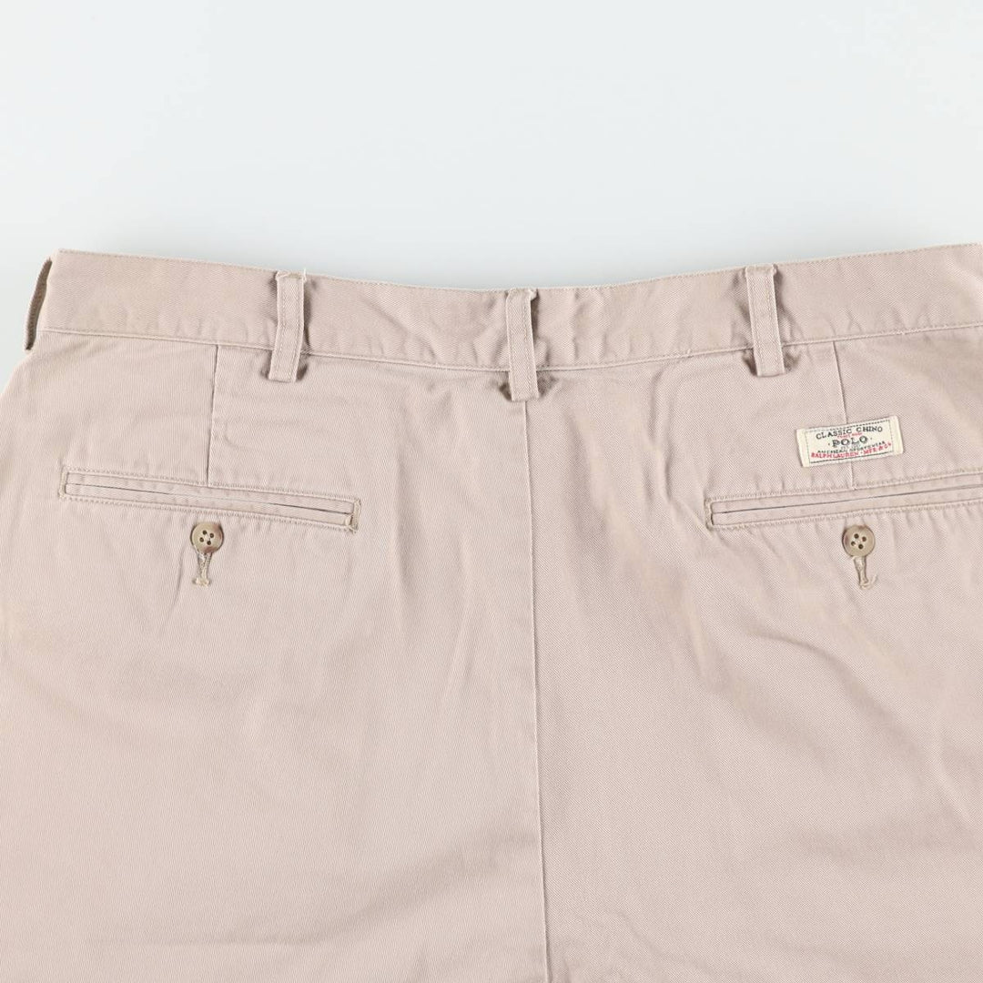 Ralph Lauren POLO by Ralph Lauren TYLER SHORT Two-Pleat Chino Shorts, Men's Size W35 (approx.) cotton Beige type Vintage Second Hand
