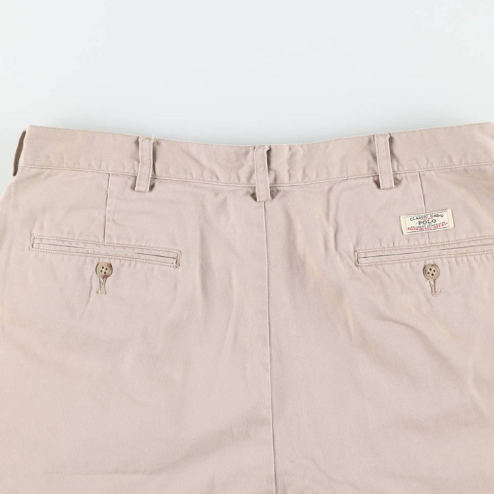 Ralph Lauren POLO by Ralph Lauren TYLER SHORT Two-Pleat Chino Shorts, Men's Size W35 (approx.) cotton Beige type Vintage Second Hand
