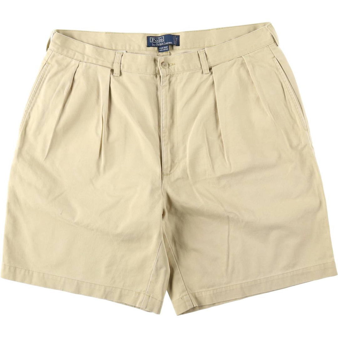 Ralph Lauren POLO by Ralph Lauren TYLER SHORT Two-Pleat Chino Shorts, Men's Size W38 (approx.) cotton yellow type Vintage Second Hand