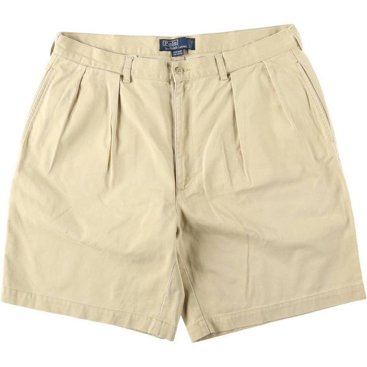 Ralph Lauren POLO by Ralph Lauren TYLER SHORT Two-Pleat Chino Shorts, Men's Size W38 (approx.) cotton yellow type Vintage Second Hand