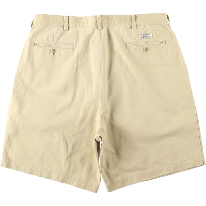 Ralph Lauren POLO by Ralph Lauren TYLER SHORT Two-Pleat Chino Shorts, Men's Size W38 (approx.) cotton yellow type Vintage Second Hand
