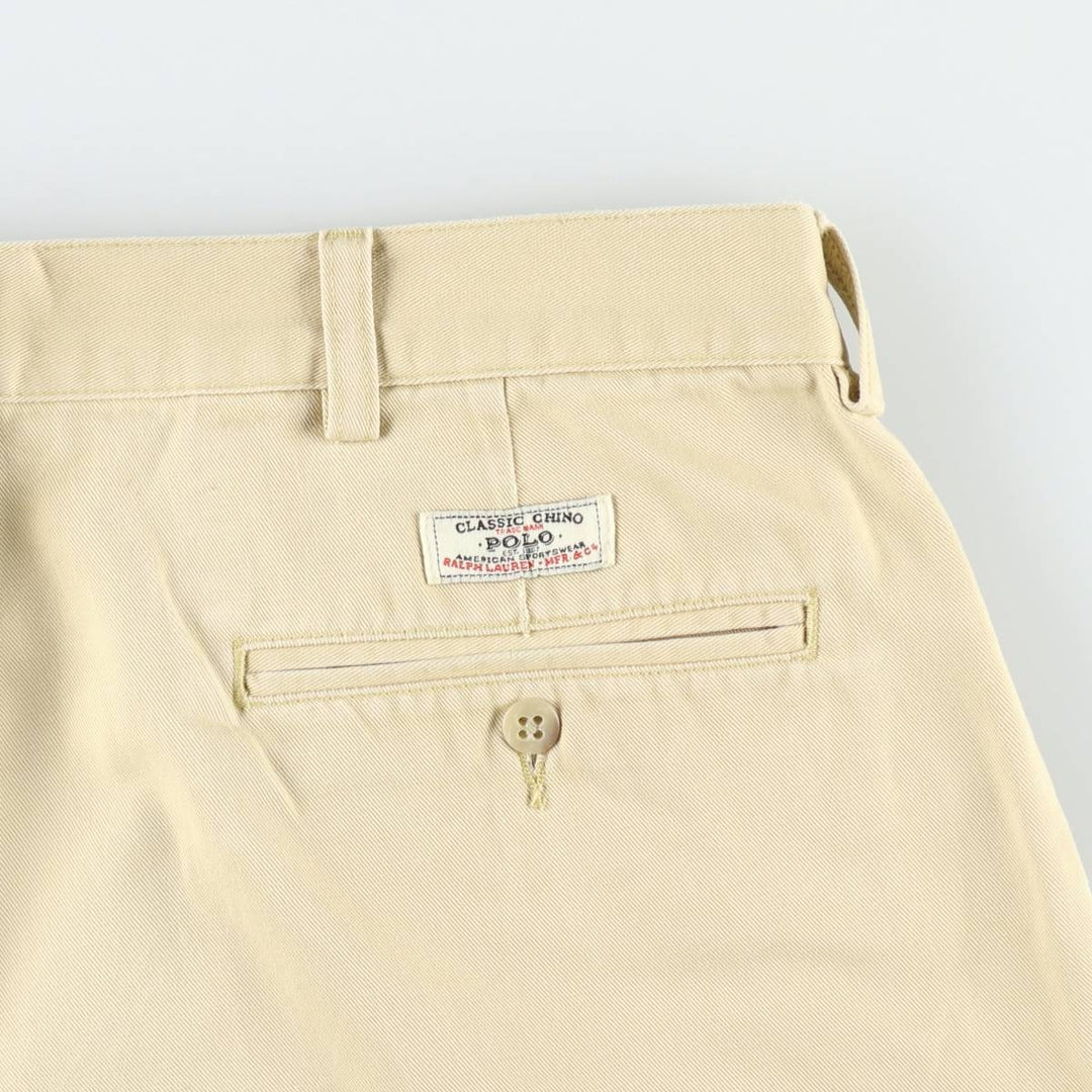 Ralph Lauren POLO by Ralph Lauren TYLER SHORT Two-Pleat Chino Shorts, Men's Size W38 (approx.) cotton yellow type Vintage Second Hand