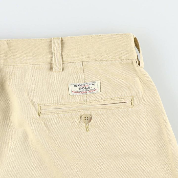 Ralph Lauren POLO by Ralph Lauren TYLER SHORT Two-Pleat Chino Shorts, Men's Size W38 (approx.) cotton yellow type Vintage Second Hand