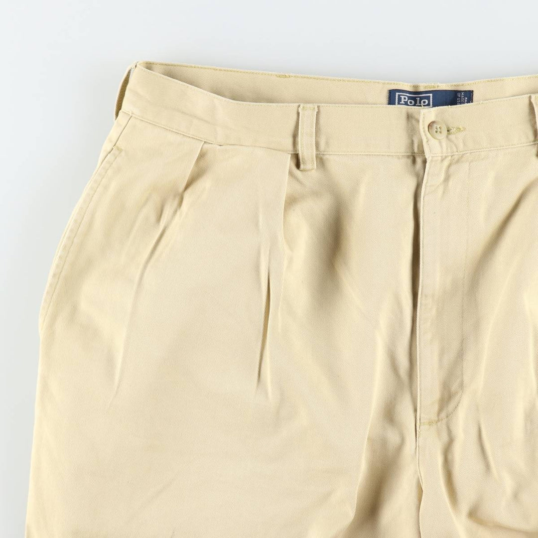 Ralph Lauren POLO by Ralph Lauren TYLER SHORT Two-Pleat Chino Shorts, Men's Size W38 (approx.) cotton yellow type Vintage Second Hand