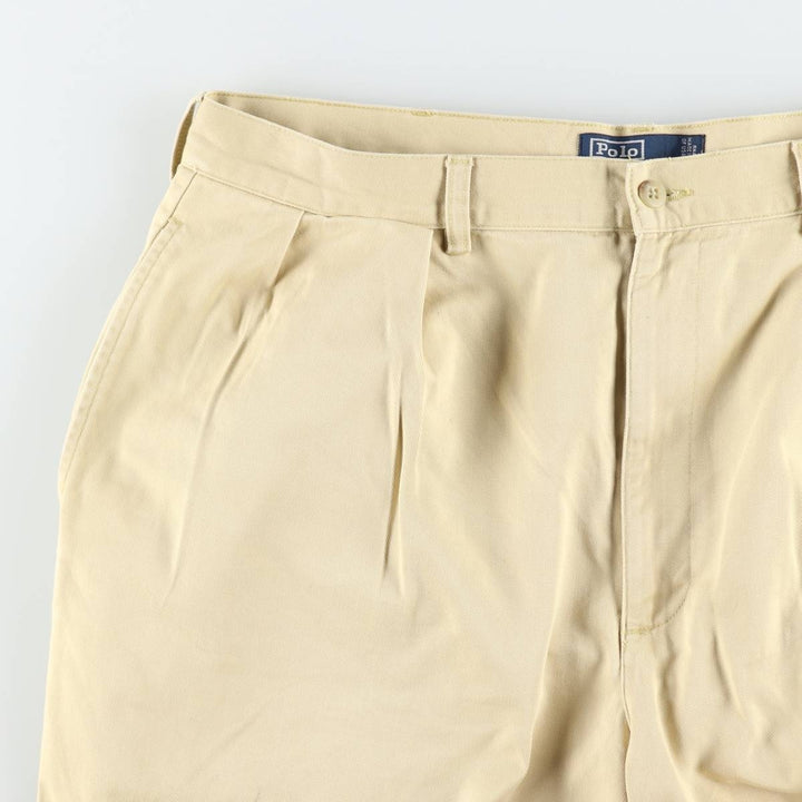 Ralph Lauren POLO by Ralph Lauren TYLER SHORT Two-Pleat Chino Shorts, Men's Size W38 (approx.) cotton yellow type Vintage Second Hand