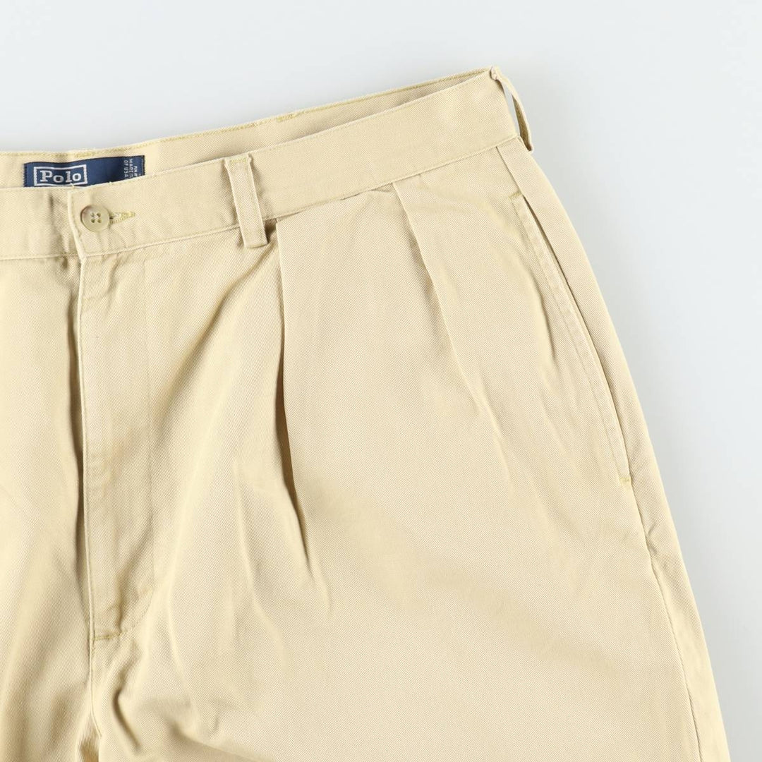 Ralph Lauren POLO by Ralph Lauren TYLER SHORT Two-Pleat Chino Shorts, Men's Size W38 (approx.) cotton yellow type Vintage Second Hand