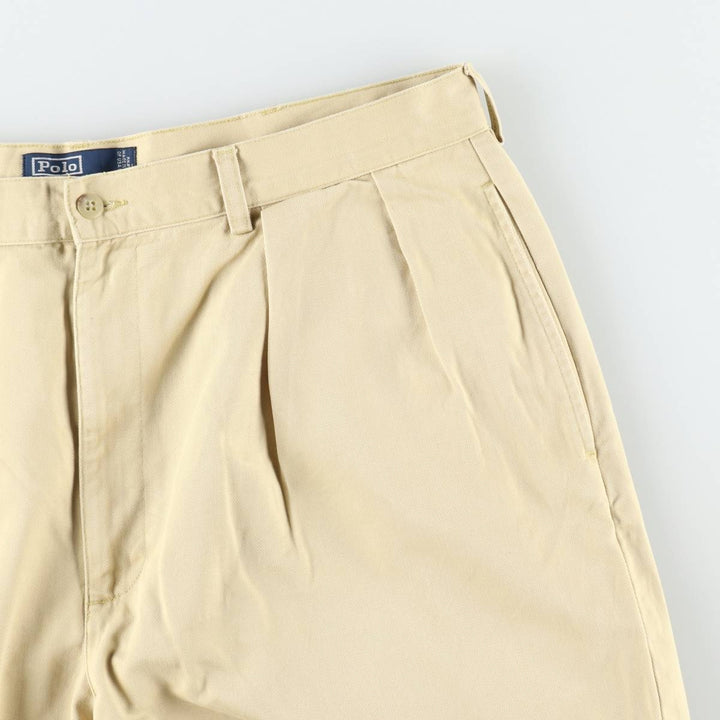 Ralph Lauren POLO by Ralph Lauren TYLER SHORT Two-Pleat Chino Shorts, Men's Size W38 (approx.) cotton yellow type Vintage Second Hand