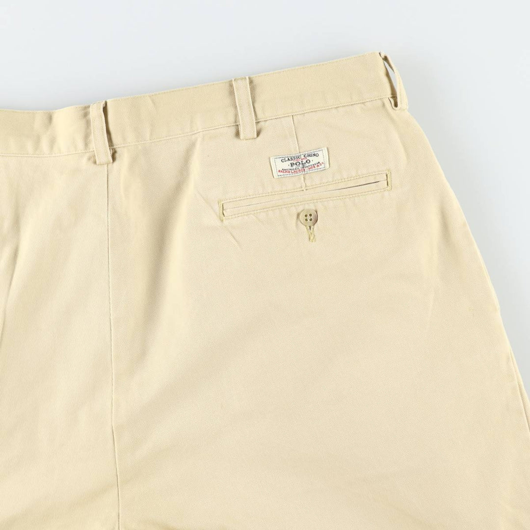 Ralph Lauren POLO by Ralph Lauren TYLER SHORT Two-Pleat Chino Shorts, Men's Size W38 (approx.) cotton yellow type Vintage Second Hand