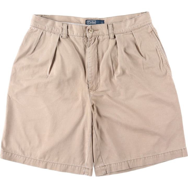 Ralph Lauren POLO by Ralph Lauren TYLER SHORT Two-pleat chino shorts, short pants, men's size W33 cotton Beige type Vintage Second Hand