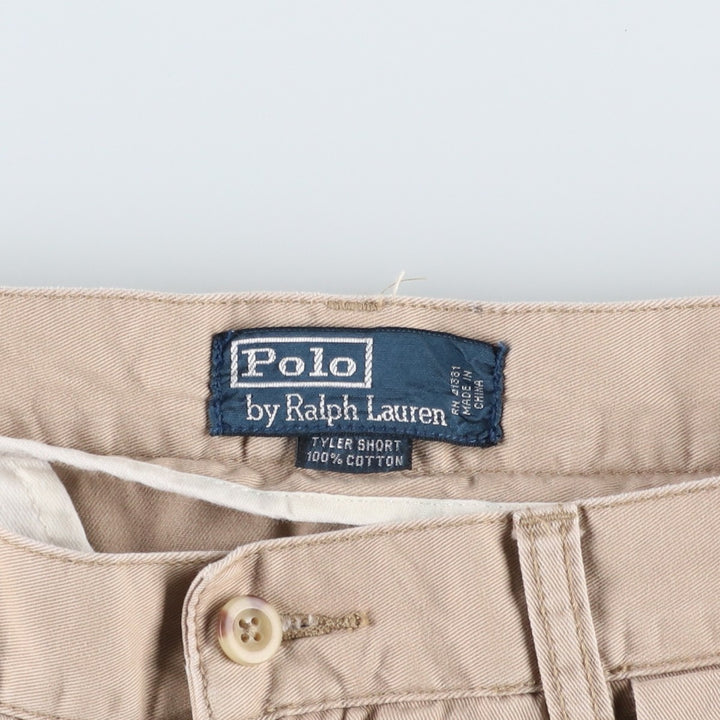 Ralph Lauren POLO by Ralph Lauren TYLER SHORT Two-pleat chino shorts, short pants, men's size W33 cotton Beige type Vintage Second Hand