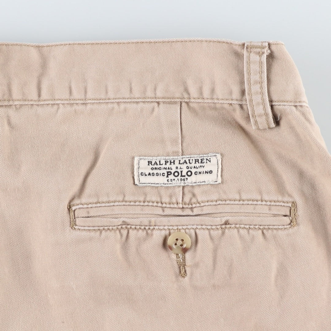 Ralph Lauren POLO by Ralph Lauren TYLER SHORT Two-pleat chino shorts, short pants, men's size W33 cotton Beige type Vintage Second Hand