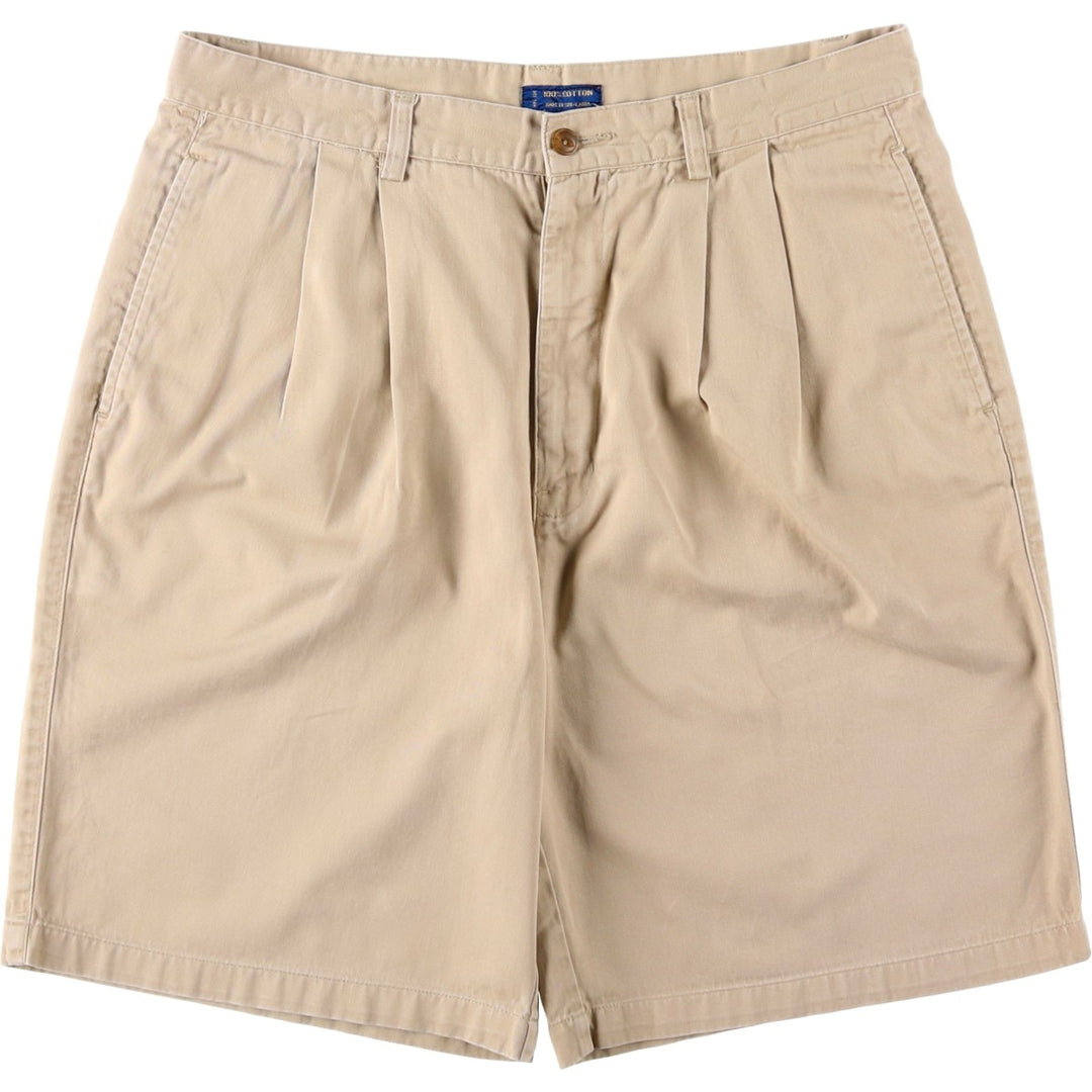 1980'S Ralph Lauren CHAPS Two-Pleat Chino Shorts, Men's Size W34 (approx.), Vintage cotton Beige type Vintage Second Hand