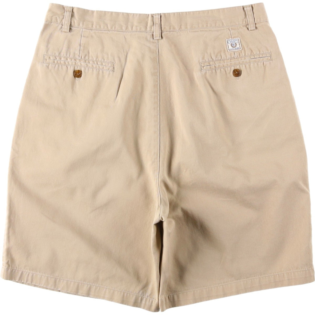 1980'S Ralph Lauren CHAPS Two-Pleat Chino Shorts, Men's Size W34 (approx.), Vintage cotton Beige type Vintage Second Hand