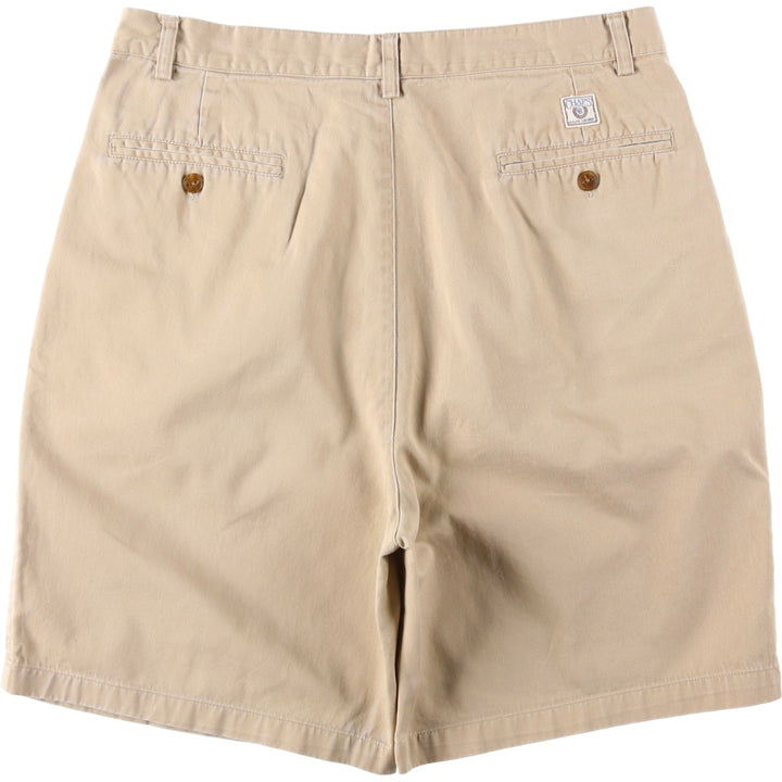 1980'S Ralph Lauren CHAPS Two-Pleat Chino Shorts, Men's Size W34 (approx.), Vintage cotton Beige type Vintage Second Hand