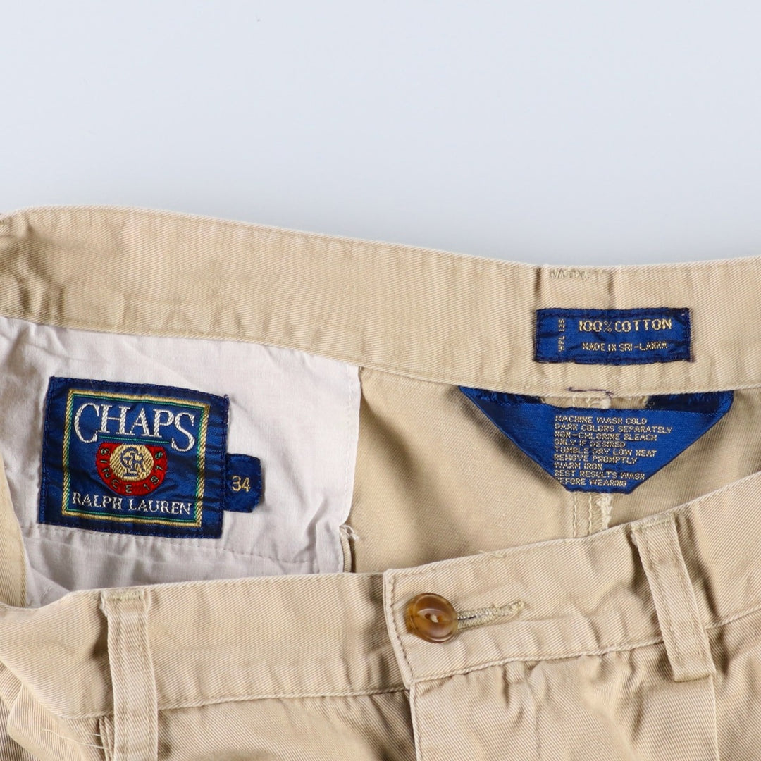 1980'S Ralph Lauren CHAPS Two-Pleat Chino Shorts, Men's Size W34 (approx.), Vintage cotton Beige type Vintage Second Hand