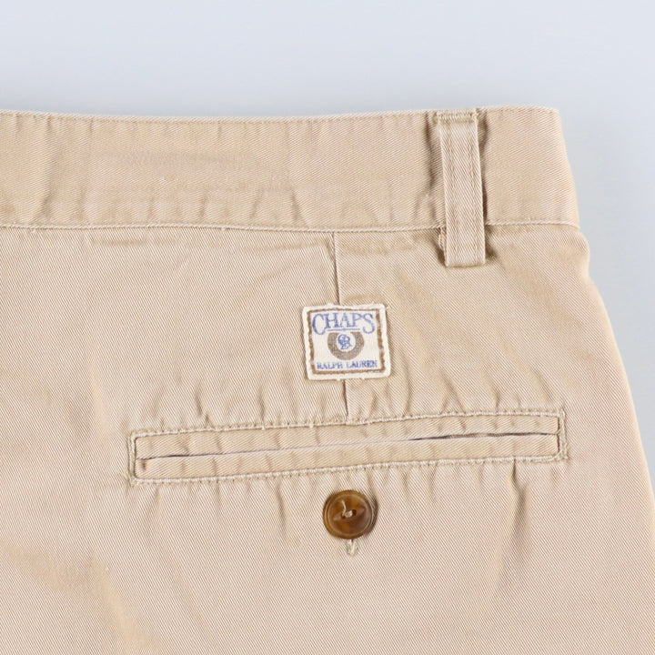 1980'S Ralph Lauren CHAPS Two-Pleat Chino Shorts, Men's Size W34 (approx.), Vintage cotton Beige type Vintage Second Hand
