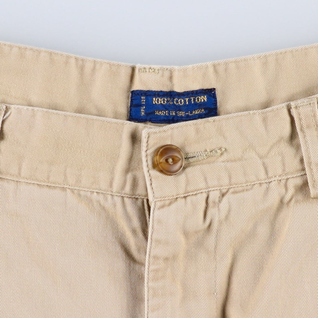 1980'S Ralph Lauren CHAPS Two-Pleat Chino Shorts, Men's Size W34 (approx.), Vintage cotton Beige type Vintage Second Hand
