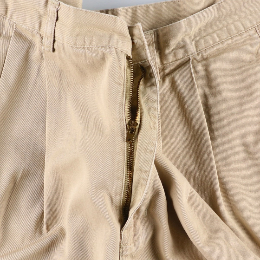 1980'S Ralph Lauren CHAPS Two-Pleat Chino Shorts, Men's Size W34 (approx.), Vintage cotton Beige type Vintage Second Hand