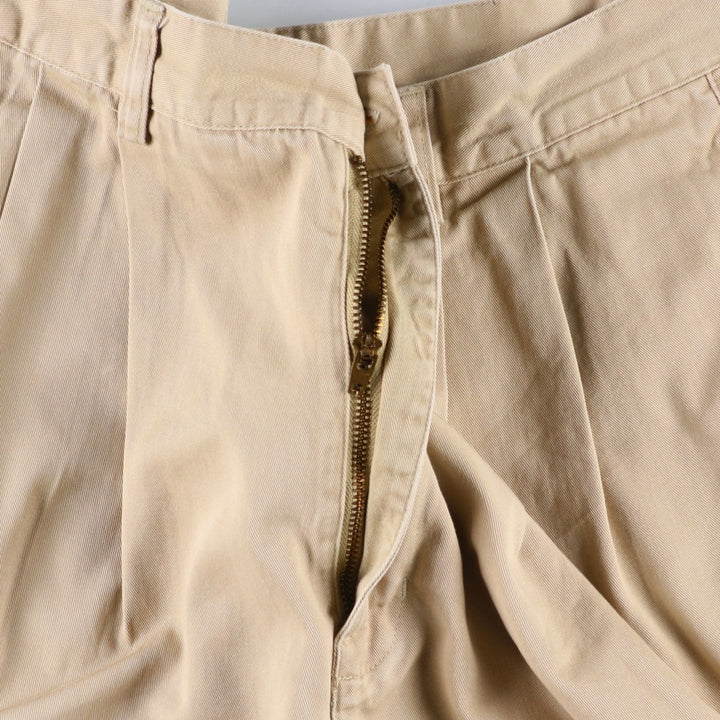 1980'S Ralph Lauren CHAPS Two-Pleat Chino Shorts, Men's Size W34 (approx.), Vintage cotton Beige type Vintage Second Hand