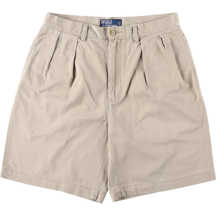 Ralph Lauren POLO by Ralph Lauren TYLER SHORT Two-pleat chino shorts, short pants, men's size W32 cotton Beige type Vintage Second Hand