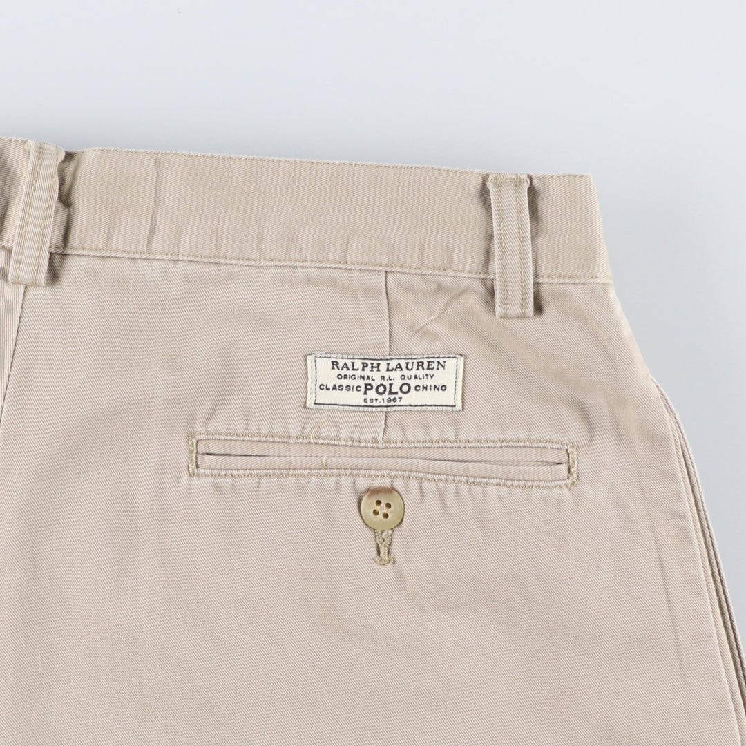 Ralph Lauren POLO by Ralph Lauren TYLER SHORT Two-pleat chino shorts, short pants, men's size W32 cotton Beige type Vintage Second Hand