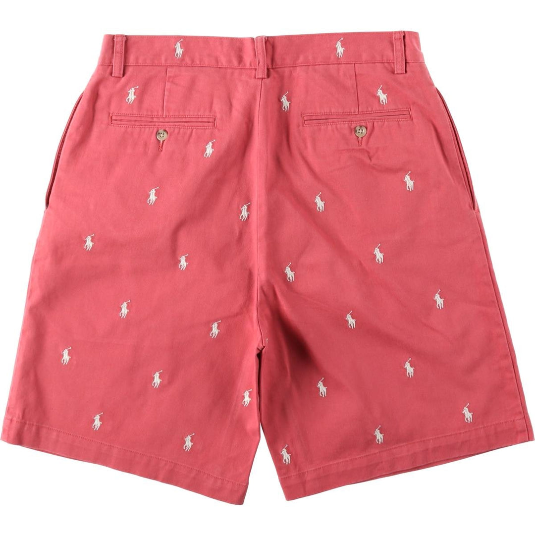 Ralph Lauren POLO by Ralph Lauren TYLER SHORT All-over print two-pleat chino shorts, men's size W33 (approx.) cotton pink type Vintage Second Hand