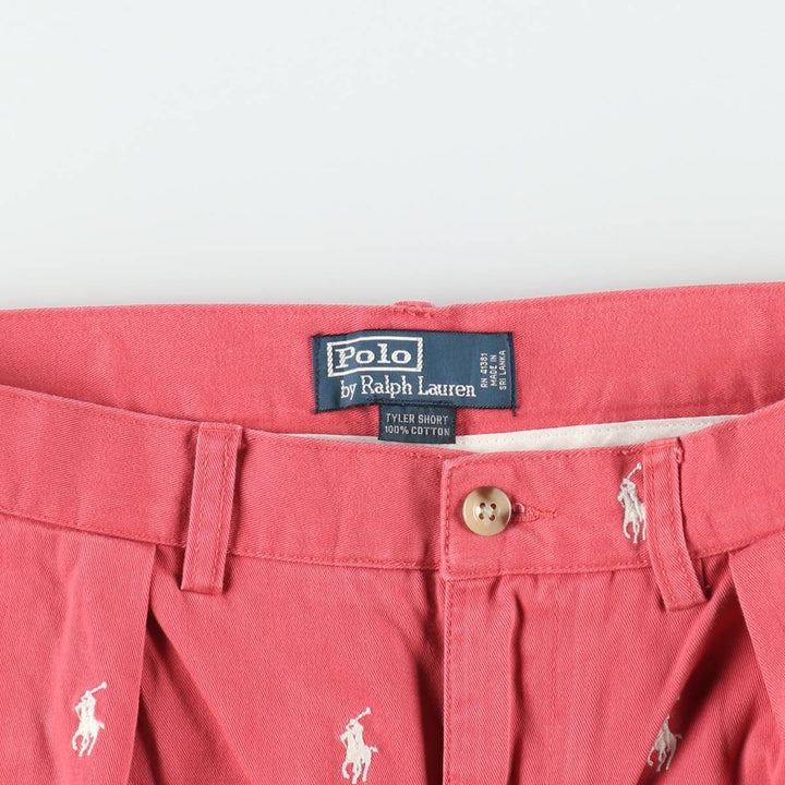 Ralph Lauren POLO by Ralph Lauren TYLER SHORT All-over print two-pleat chino shorts, men's size W33 (approx.) cotton pink type Vintage Second Hand