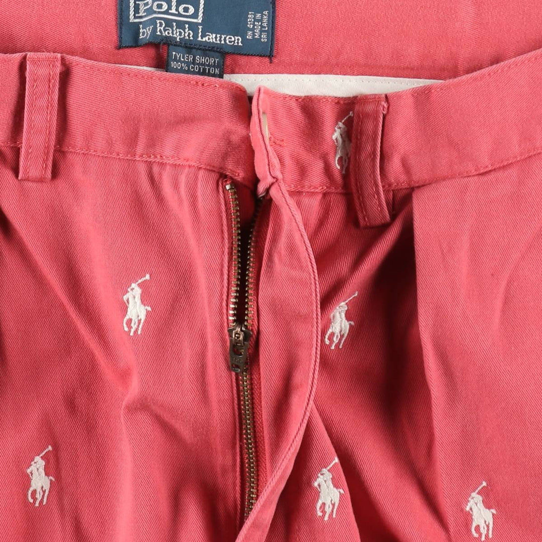 Ralph Lauren POLO by Ralph Lauren TYLER SHORT All-over print two-pleat chino shorts, men's size W33 (approx.) cotton pink type Vintage Second Hand