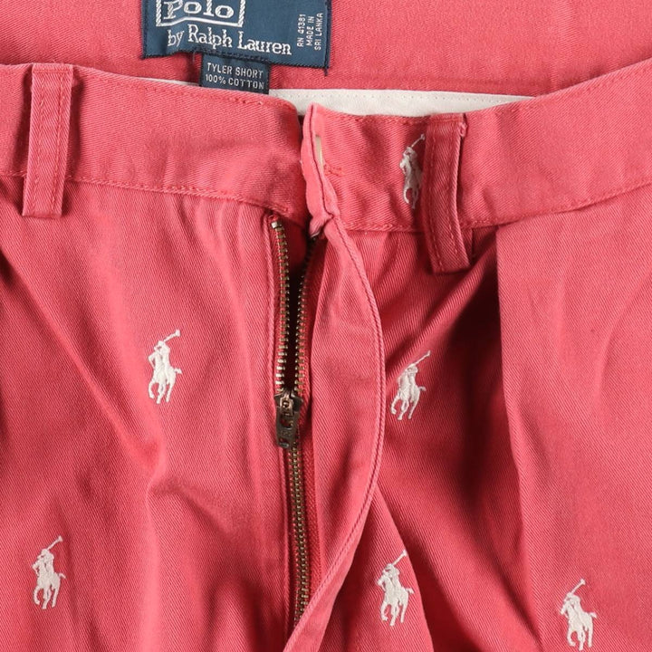 Ralph Lauren POLO by Ralph Lauren TYLER SHORT All-over print two-pleat chino shorts, men's size W33 (approx.) cotton pink type Vintage Second Hand