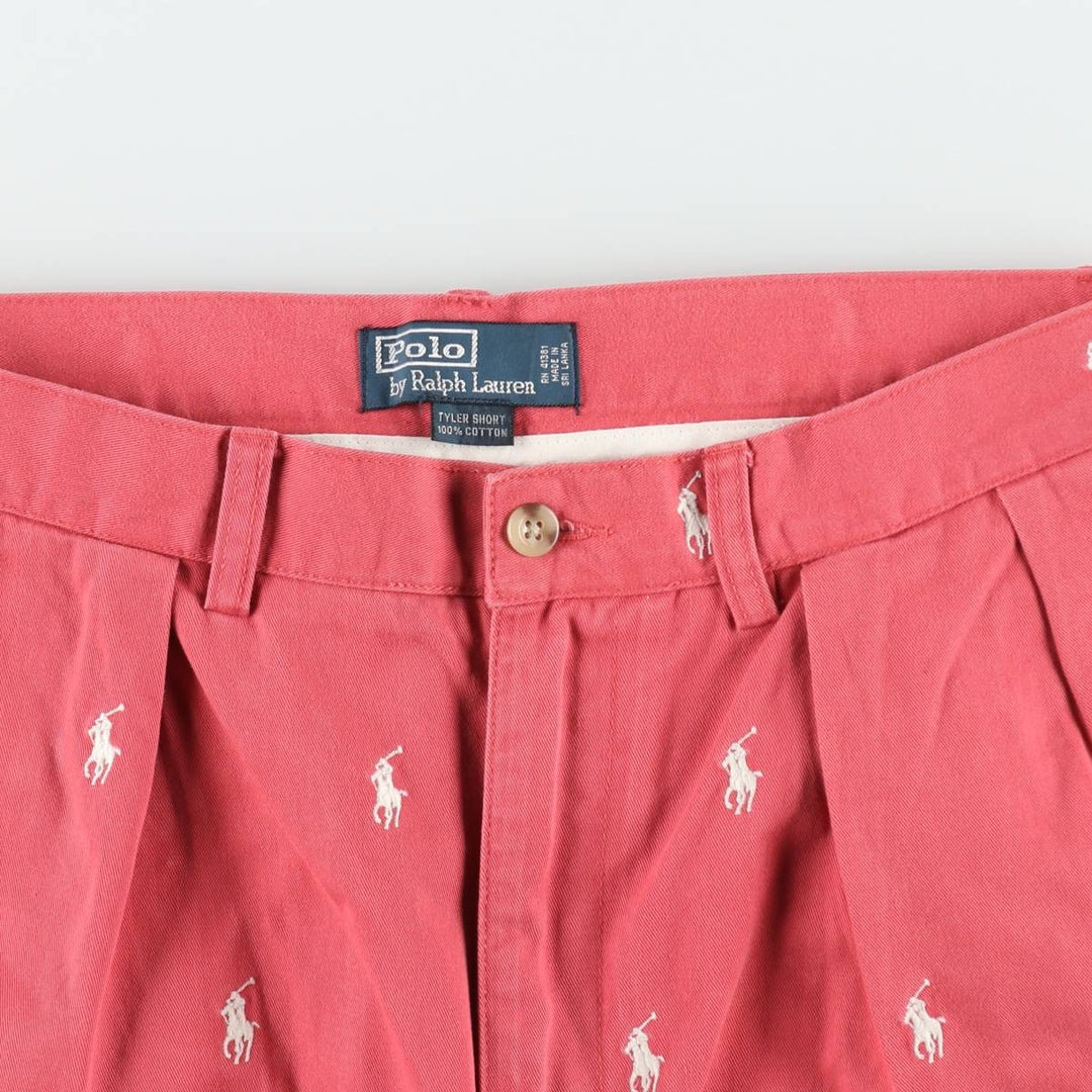 Ralph Lauren POLO by Ralph Lauren TYLER SHORT All-over print two-pleat chino shorts, men's size W33 (approx.) cotton pink type Vintage Second Hand