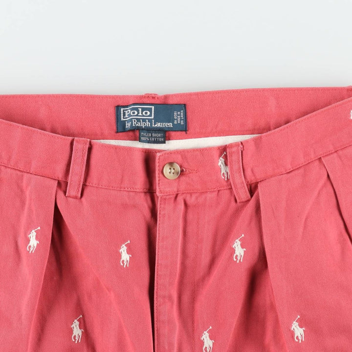 Ralph Lauren POLO by Ralph Lauren TYLER SHORT All-over print two-pleat chino shorts, men's size W33 (approx.) cotton pink type Vintage Second Hand