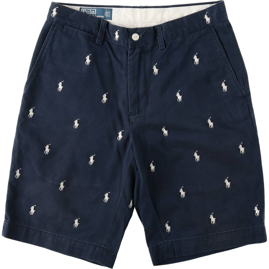 Ralph Lauren POLO by Ralph Lauren all-over print chino shorts, men's size W32 cotton navy blue type Vintage Second Hand