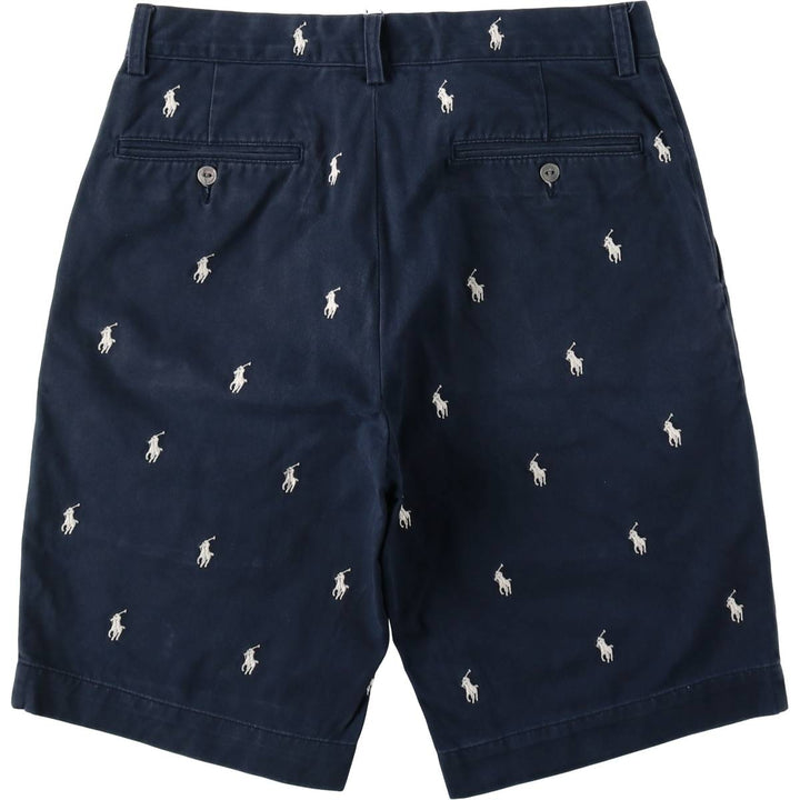Ralph Lauren POLO by Ralph Lauren all-over print chino shorts, men's size W32 cotton navy blue type Vintage Second Hand