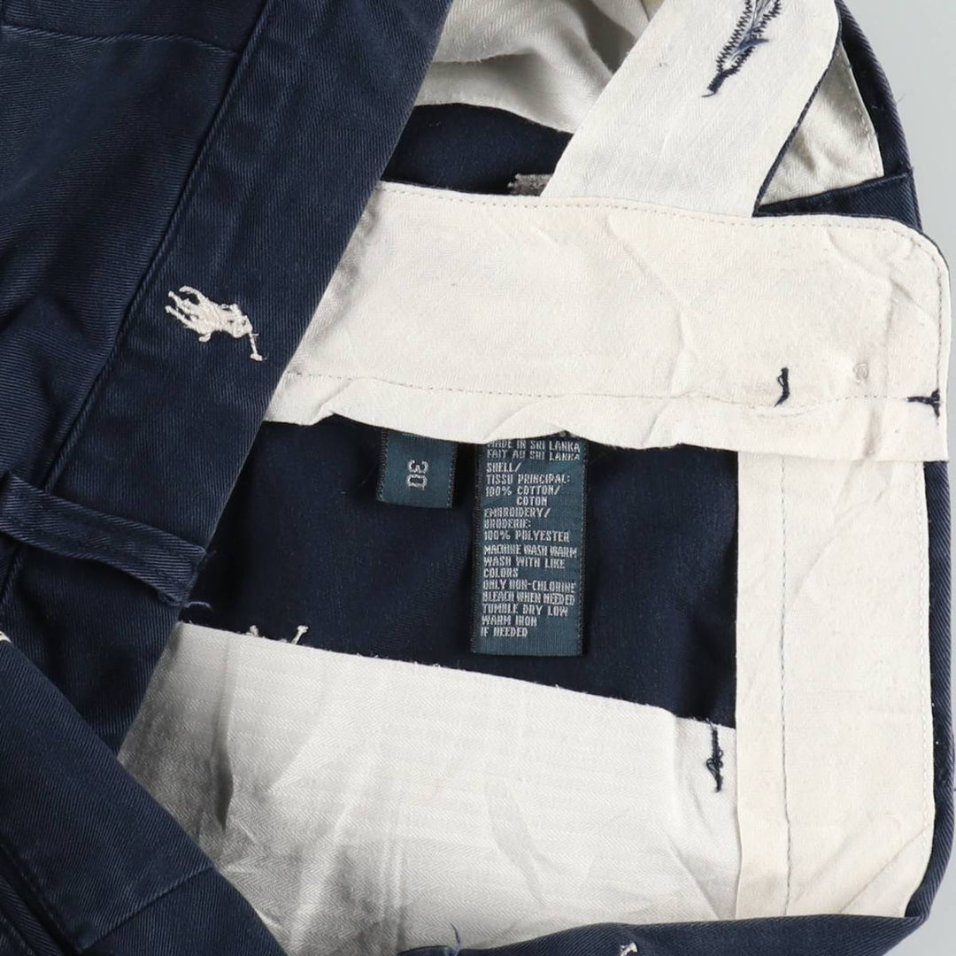 Ralph Lauren POLO by Ralph Lauren all-over print chino shorts, men's size W32 cotton navy blue type Vintage Second Hand