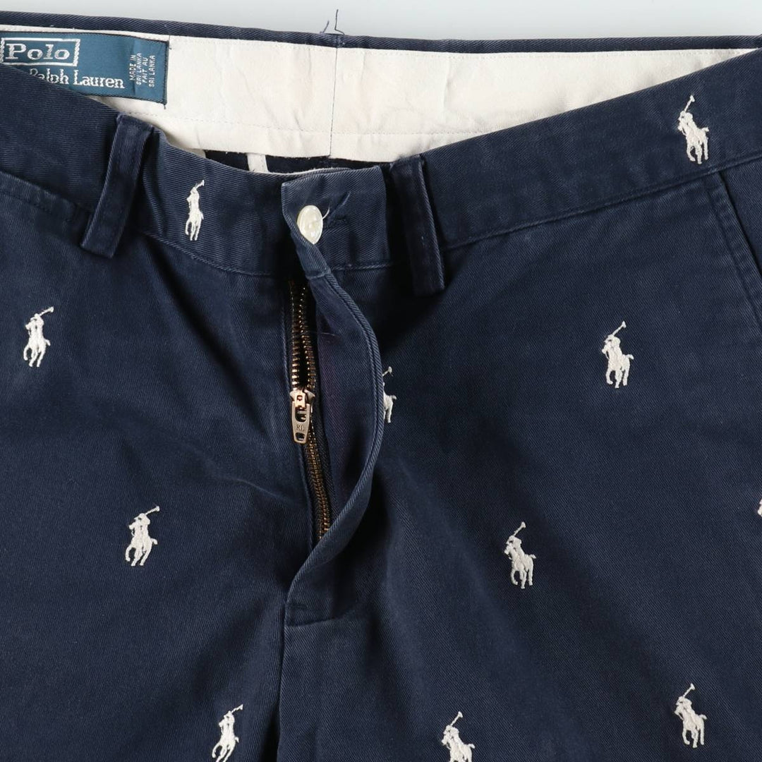 Ralph Lauren POLO by Ralph Lauren all-over print chino shorts, men's size W32 cotton navy blue type Vintage Second Hand