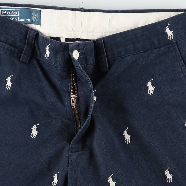 Ralph Lauren POLO by Ralph Lauren all-over print chino shorts, men's size W32 cotton navy blue type Vintage Second Hand
