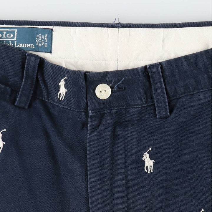 Ralph Lauren POLO by Ralph Lauren all-over print chino shorts, men's size W32 cotton navy blue type Vintage Second Hand