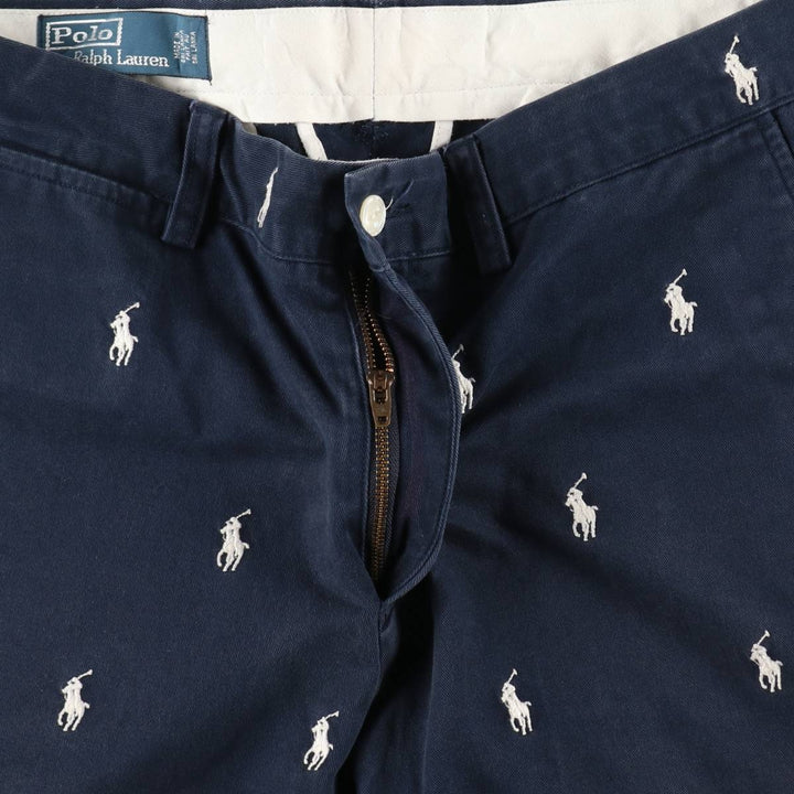 Ralph Lauren POLO by Ralph Lauren all-over print chino shorts, men's size W32 cotton navy blue type Vintage Second Hand
