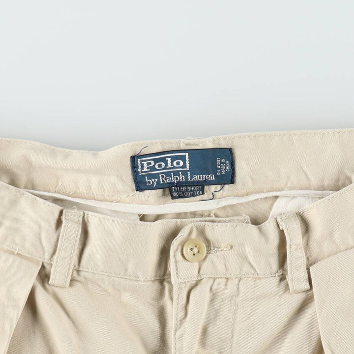 Ralph Lauren POLO by Ralph Lauren TYLER SHORT Two-pleat chino shorts, short pants, men's size w31 cotton Beige type Vintage Second Hand