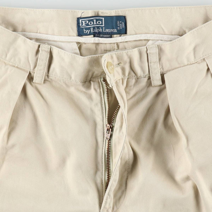 Ralph Lauren POLO by Ralph Lauren TYLER SHORT Two-pleat chino shorts, short pants, men's size w31 cotton Beige type Vintage Second Hand